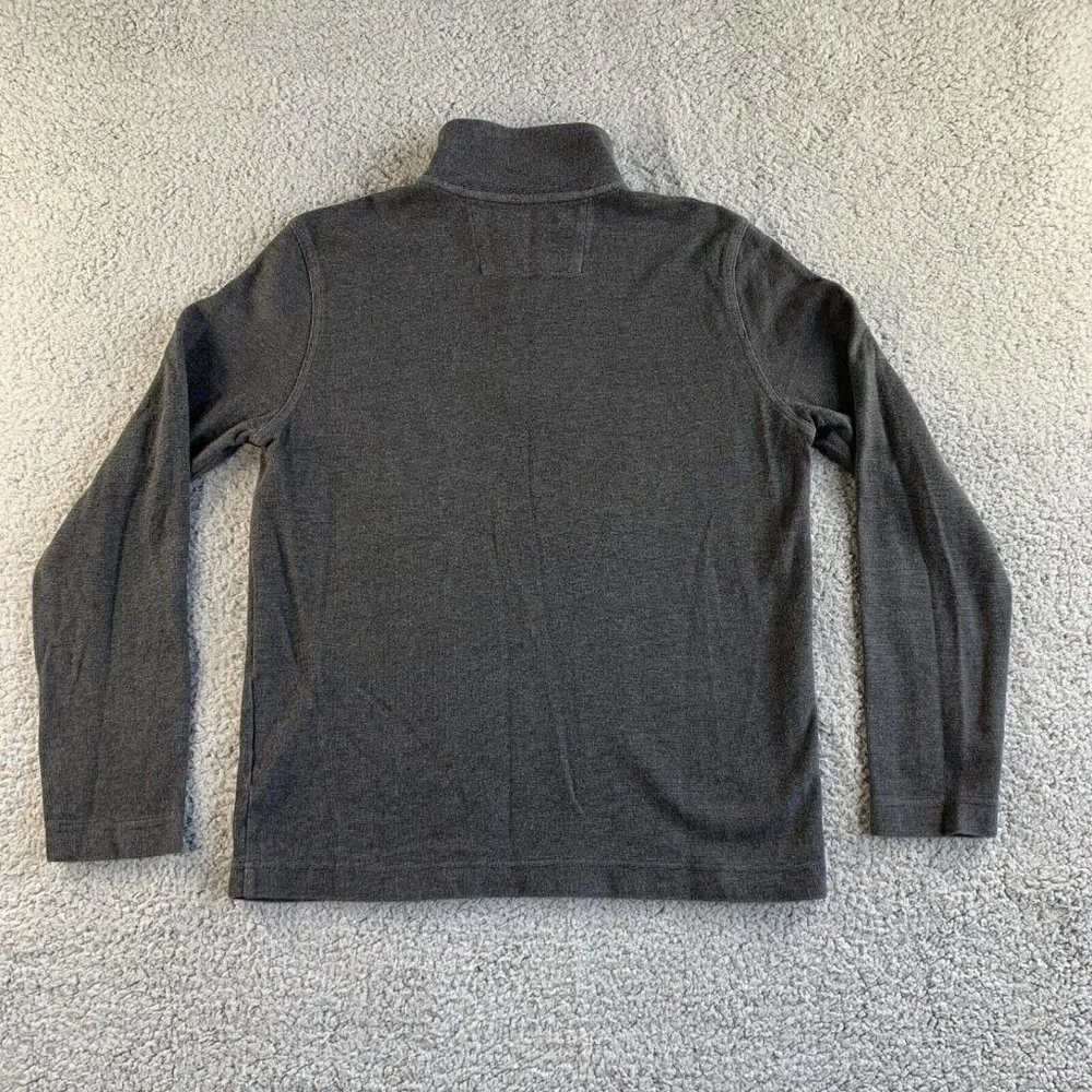 Banana Republic Sweater Mens Medium Gray Birdseye 1 Waffle Knit Pullover 1/4 Zip